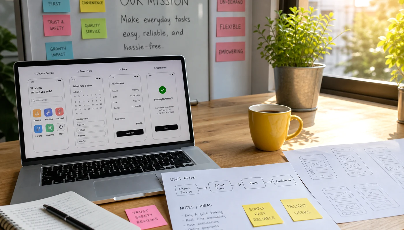 On demand app product concept for UK service businesses