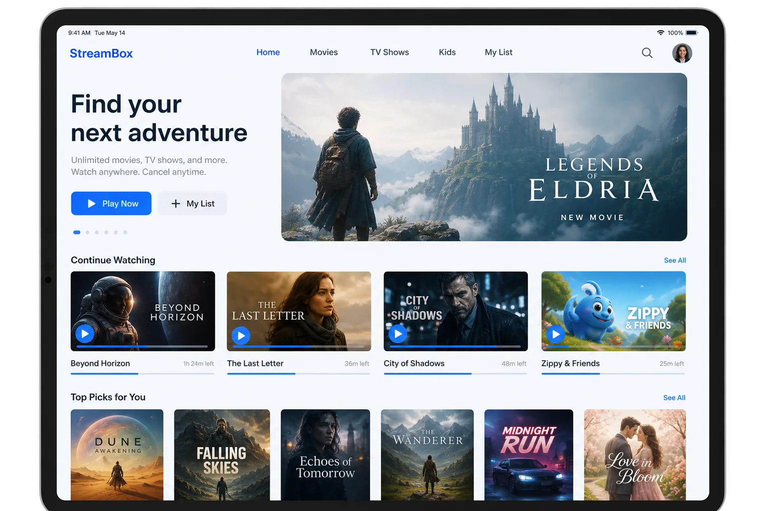 Prime Video inspired ott app preview