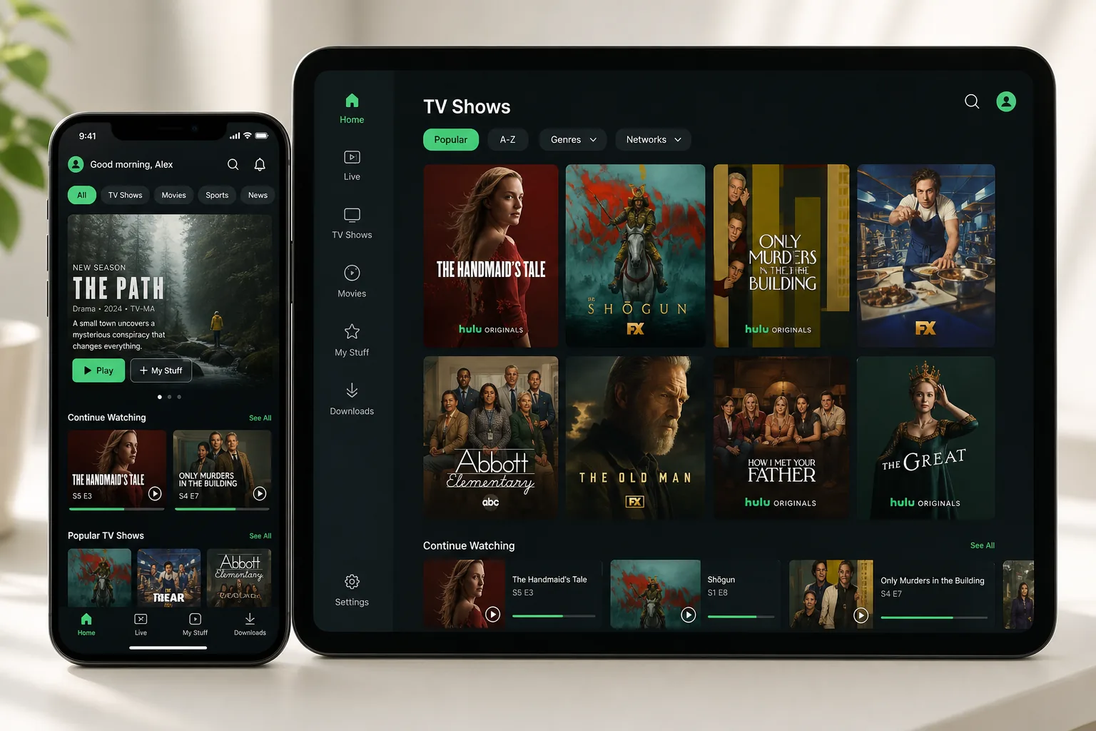 Hulu inspired ott app preview