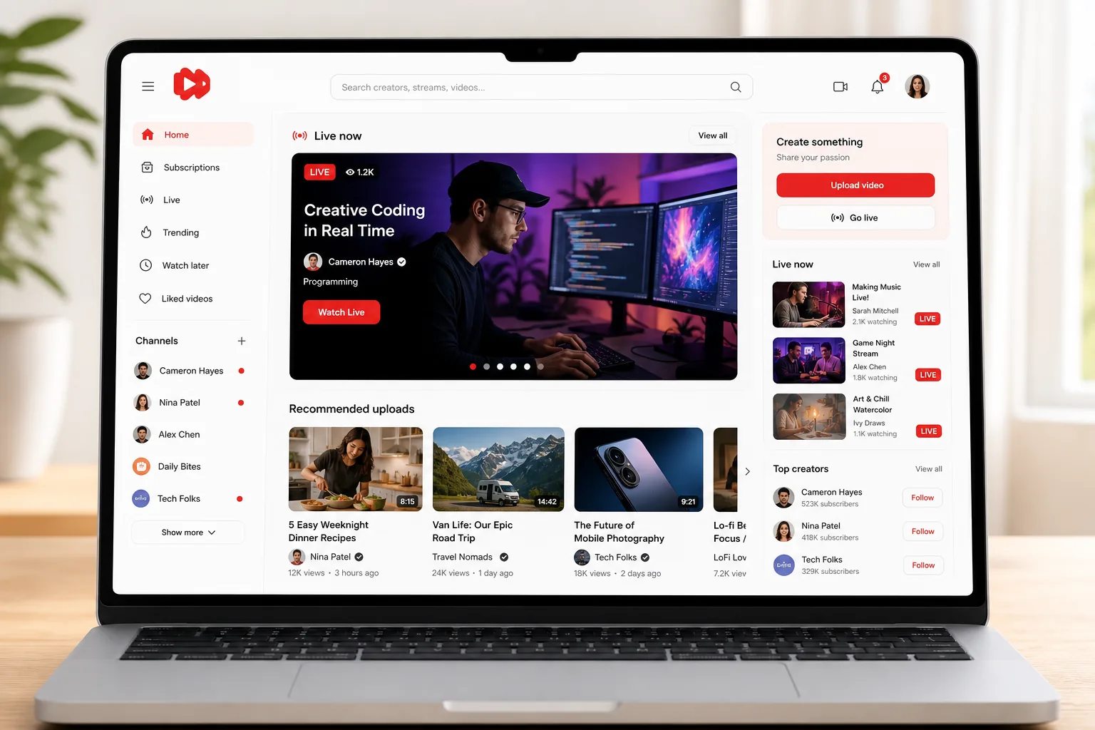 YouTube inspired ott app preview