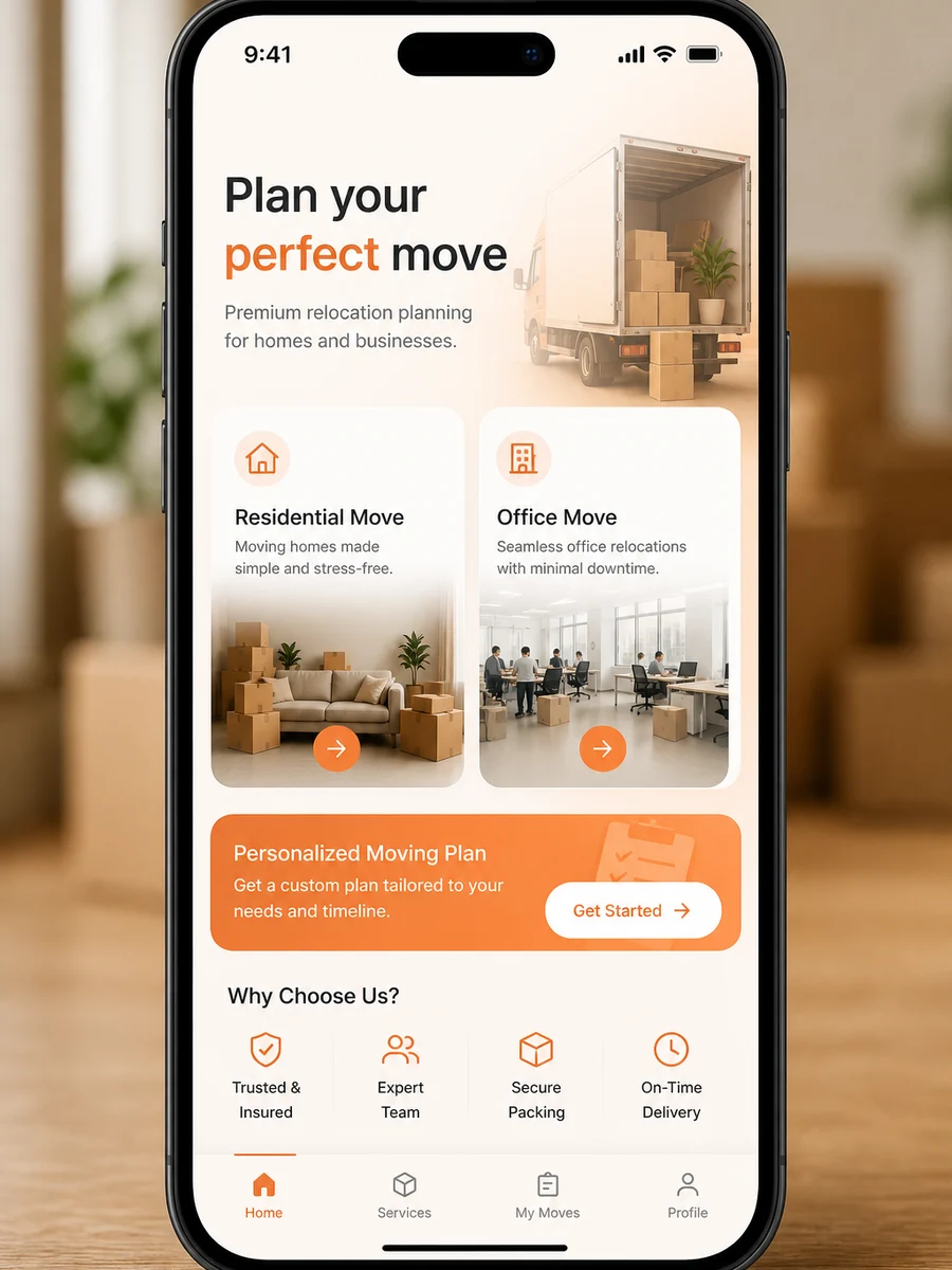 Pickfords inspired packers and movers app preview