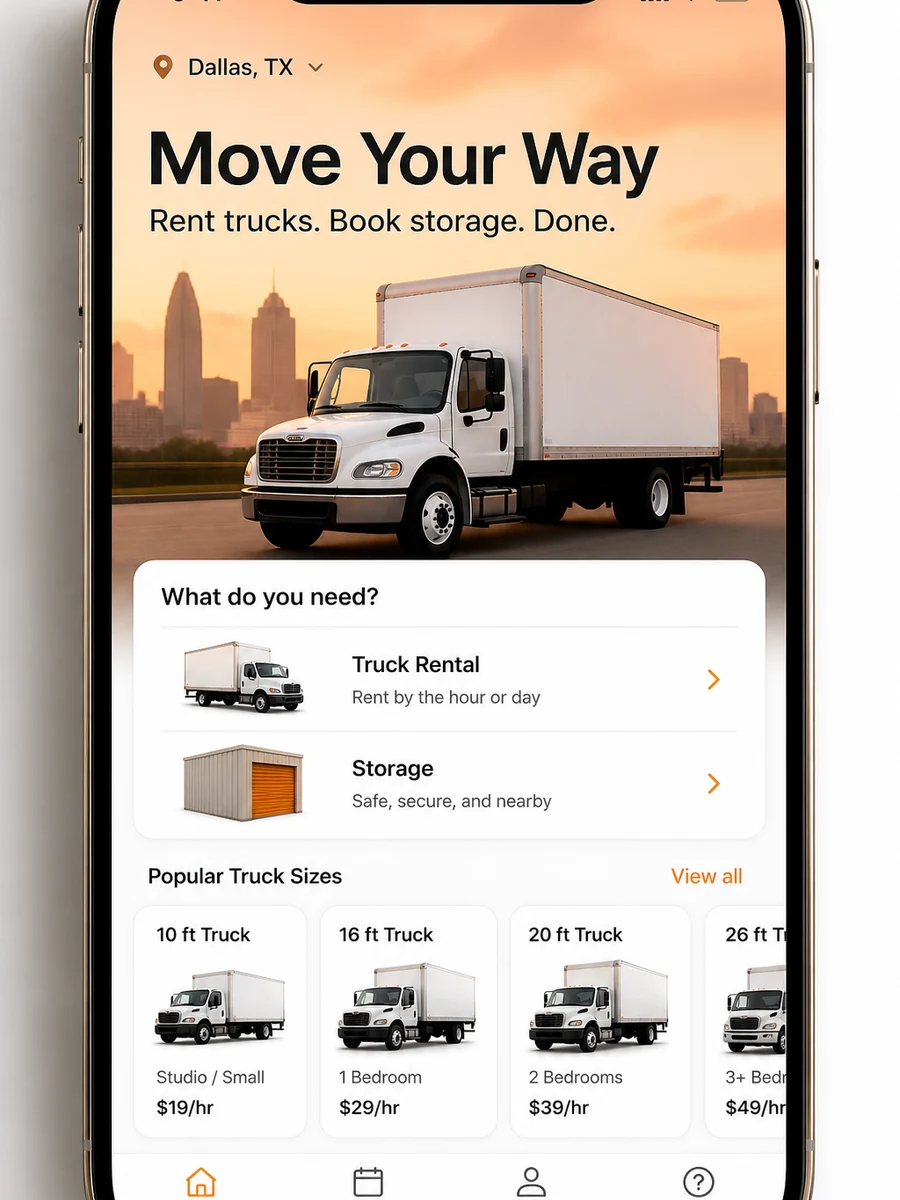 U-Haul inspired packers and movers app preview