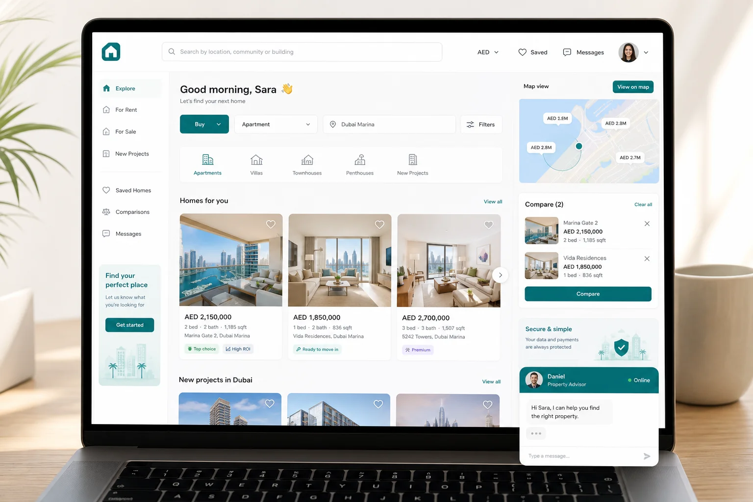 Property Finder inspired real-estate app preview