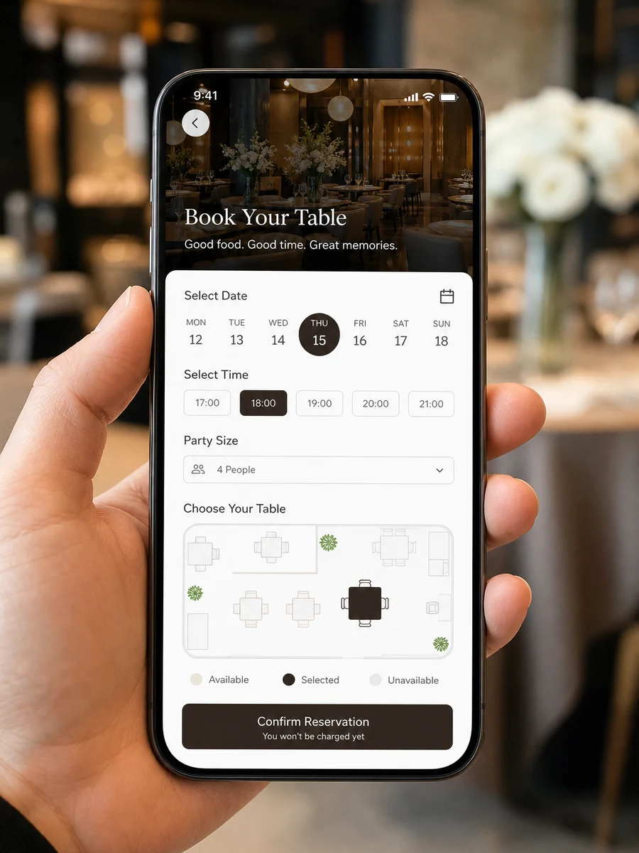 OpenTable inspired restaurant app preview