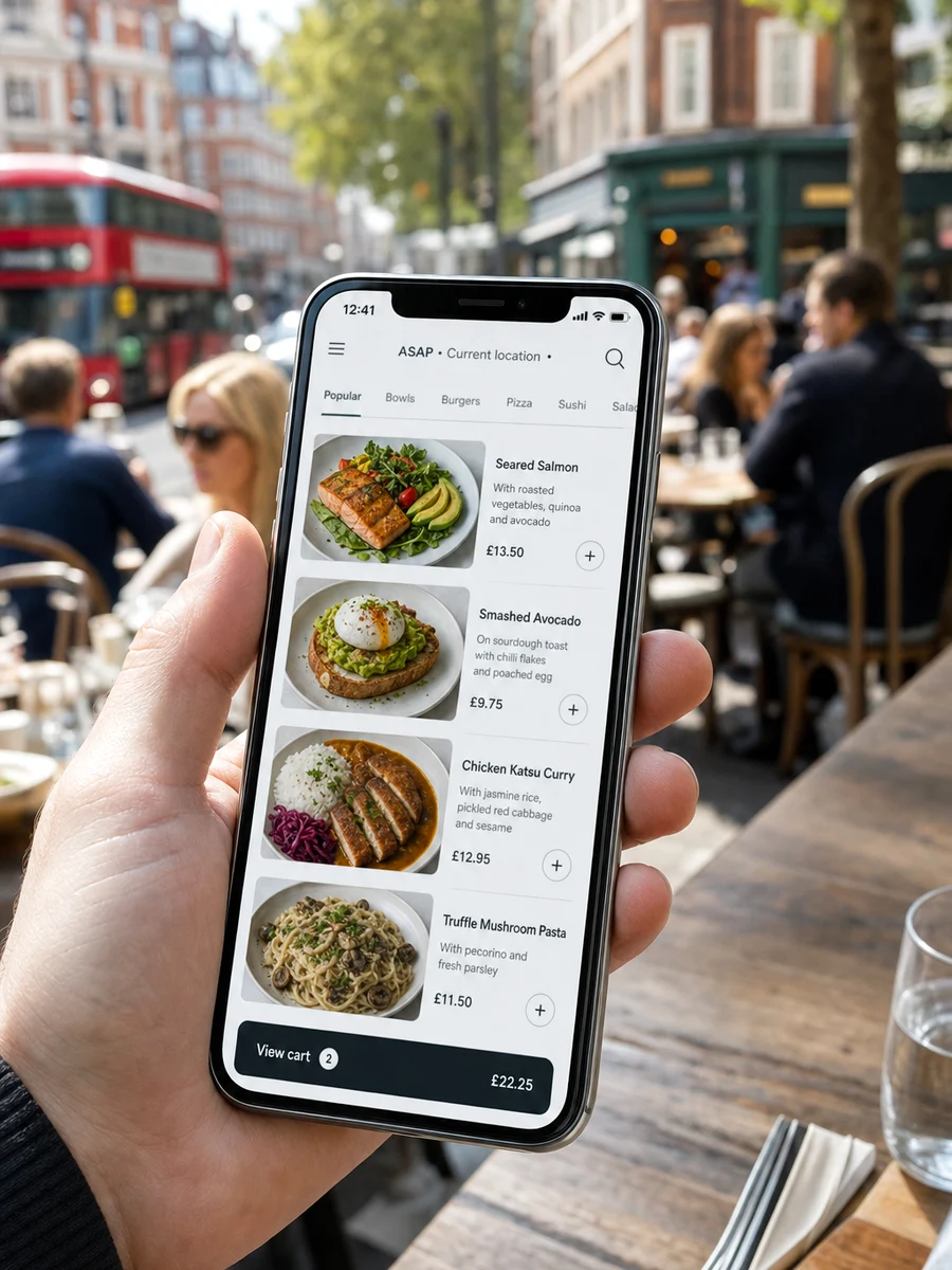 Uber Eats inspired restaurant app preview