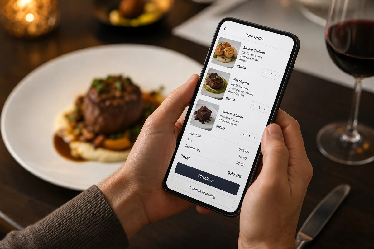Restaurant ordering app development with digital menus and secure checkout