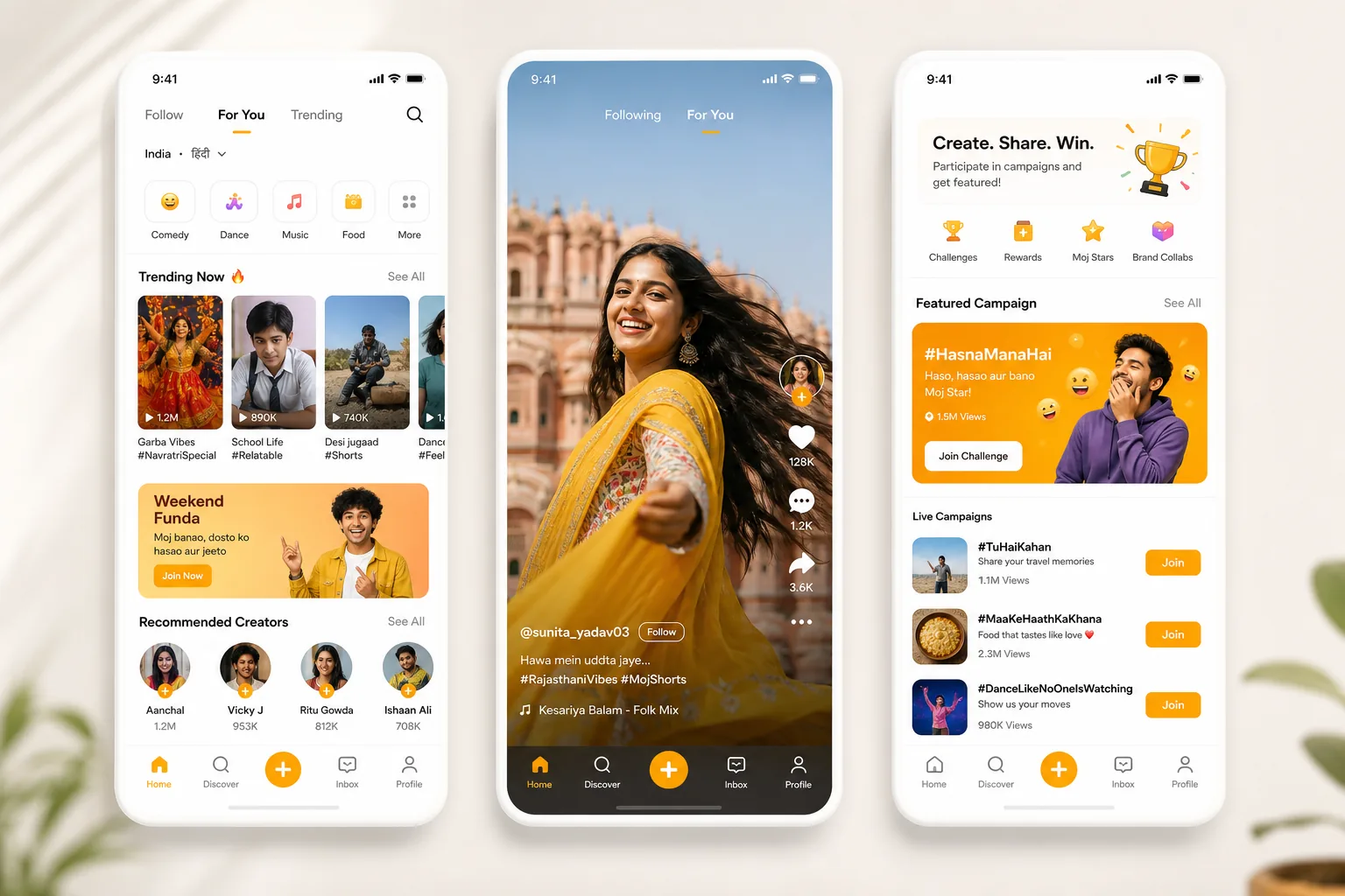 Moj inspired short video app preview