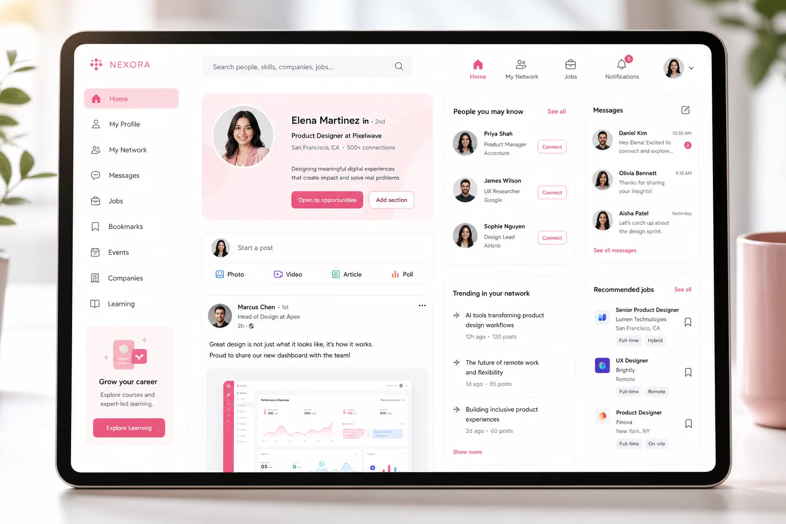 LinkedIn inspired social media app preview
