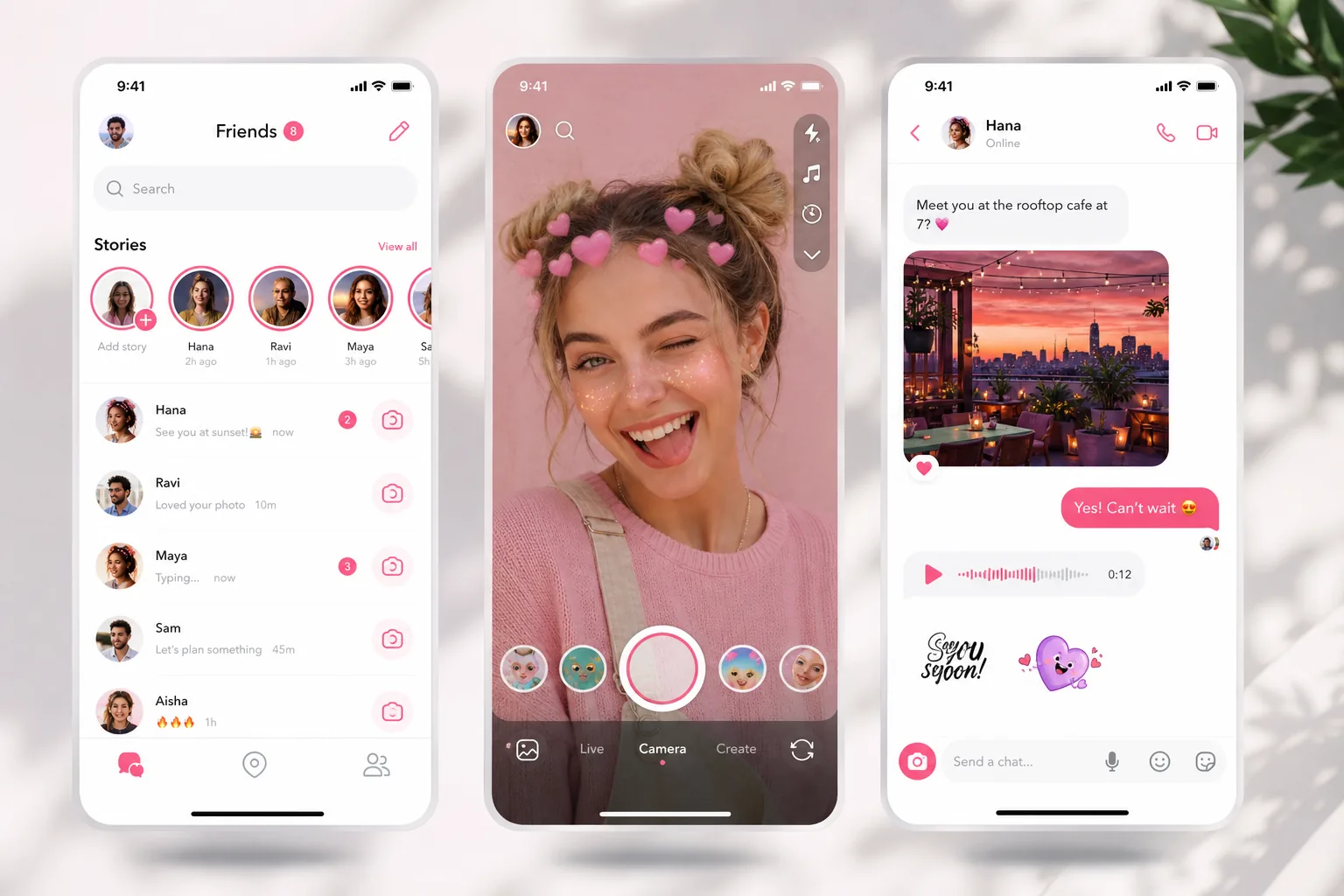 Snapchat inspired social media app preview