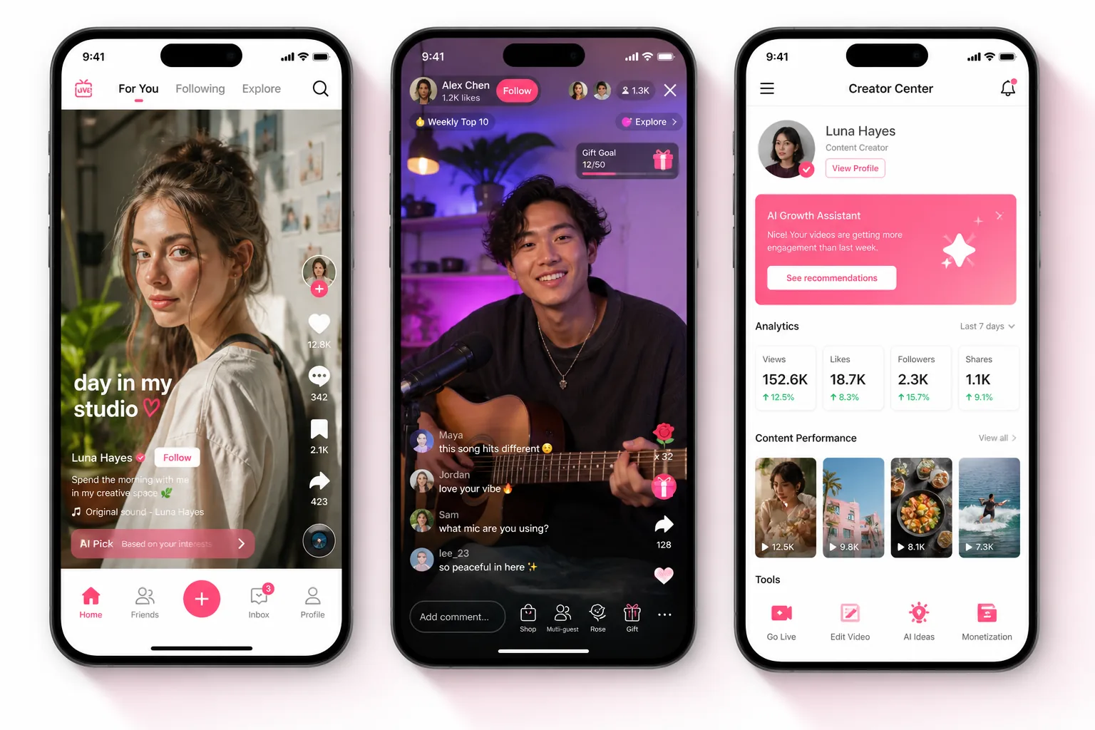 TikTok inspired social media app preview