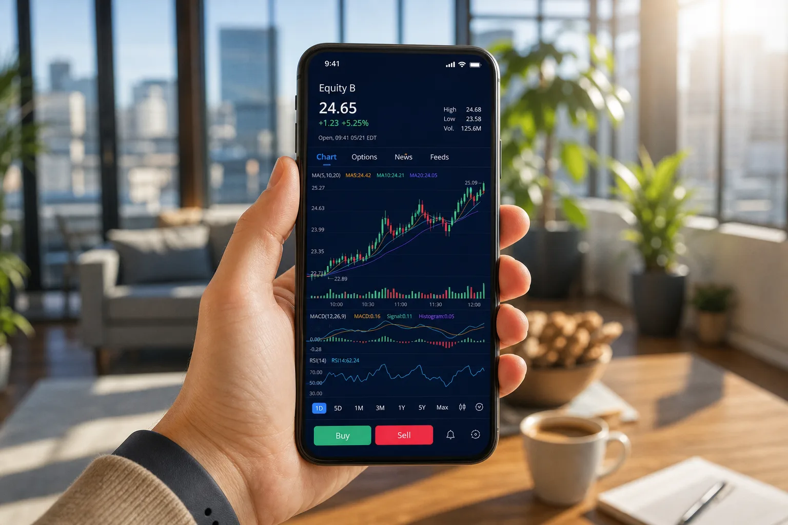 Webull inspired stock trading app preview