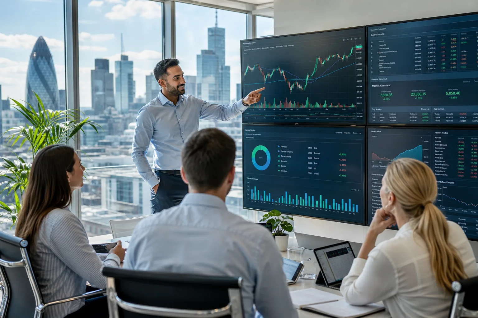 London stock trading app development team planning a trading platform