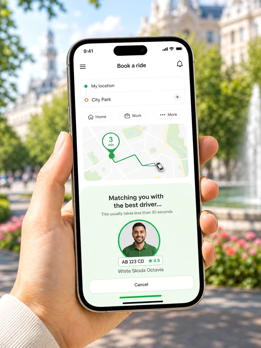 Bolt inspired taxi booking app preview