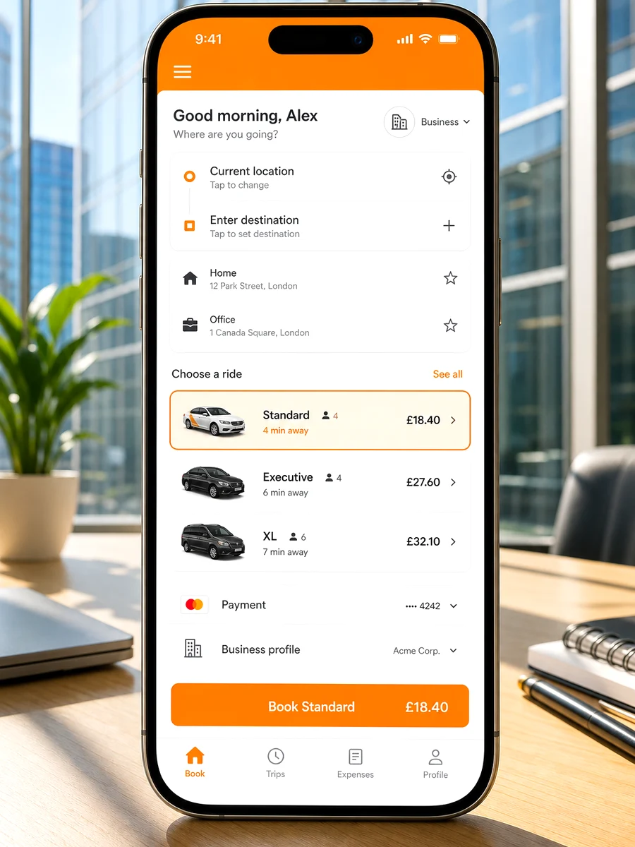 Gett inspired taxi booking app preview