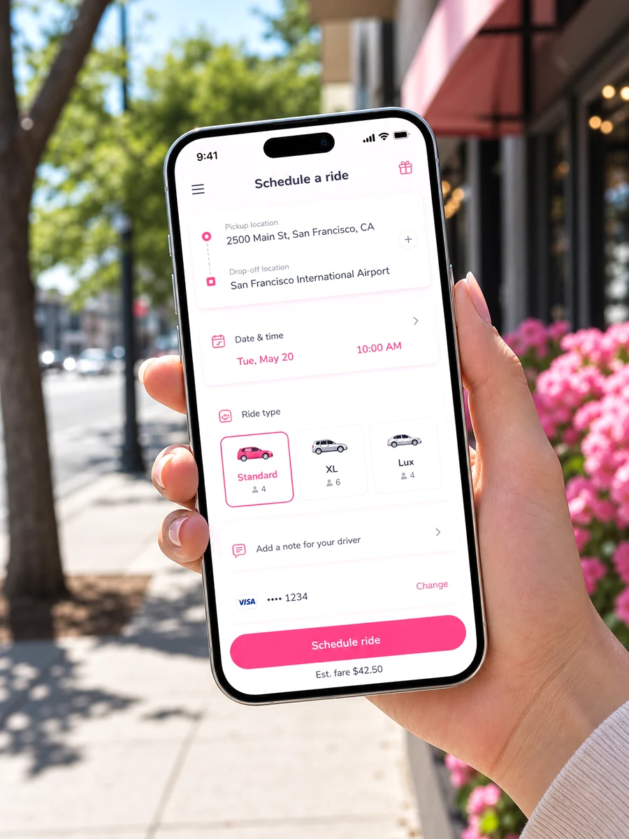 Lyft inspired taxi booking app preview