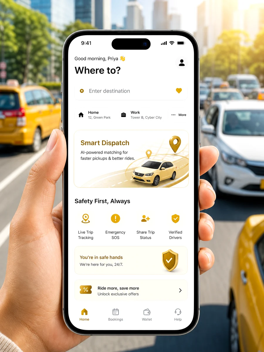 Ola inspired taxi booking app preview
