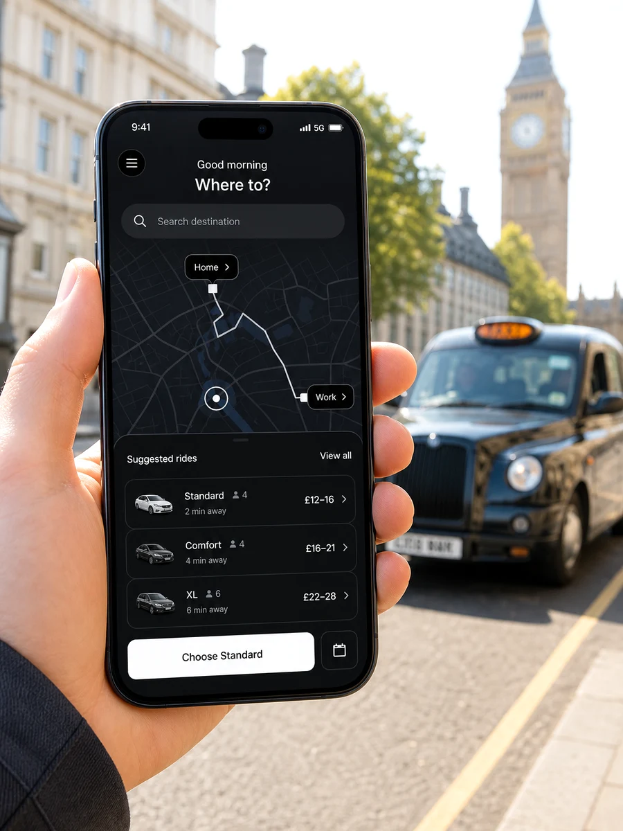 Uber inspired taxi booking app preview