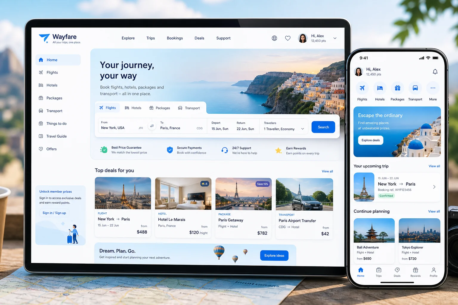 Expedia inspired travel app preview