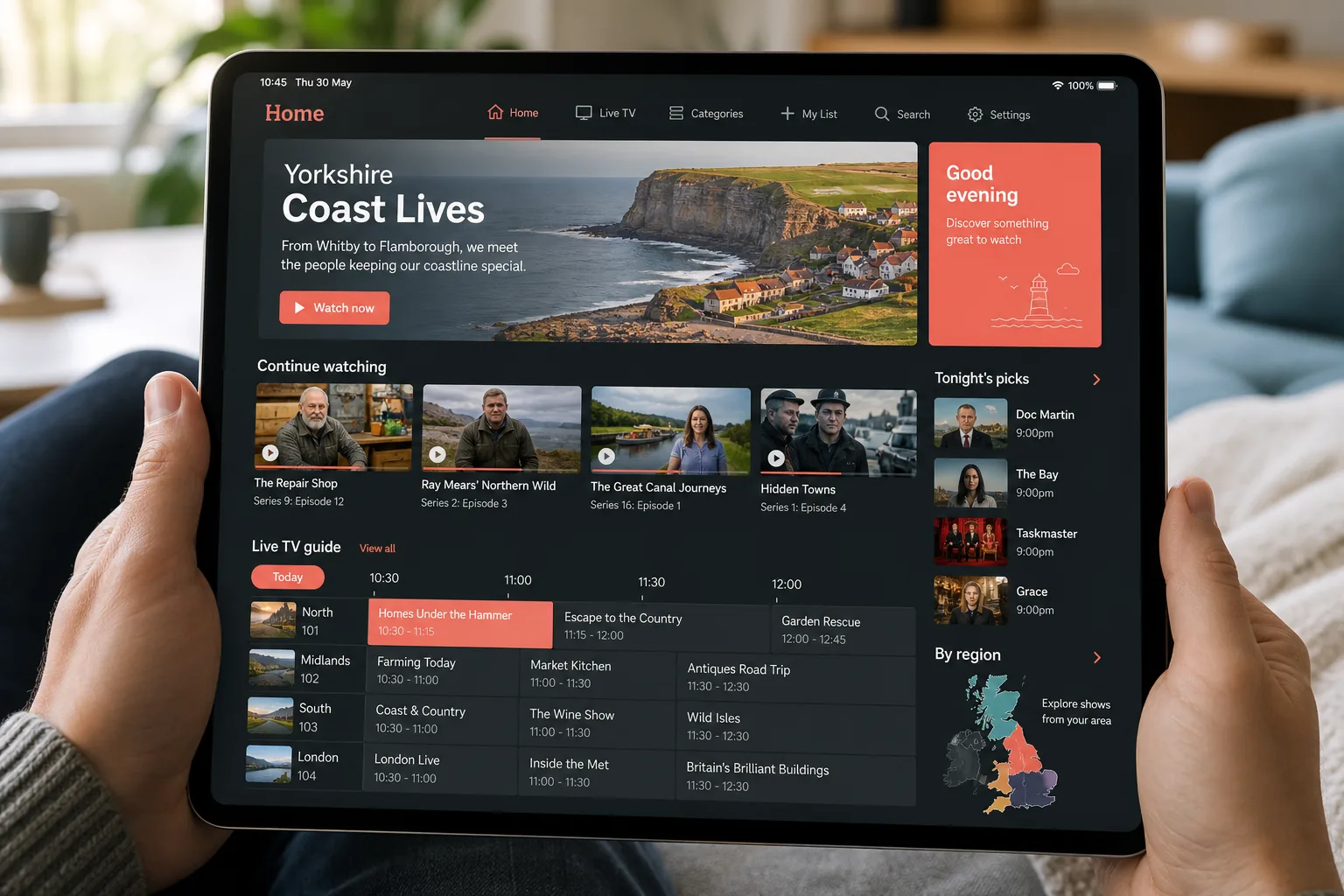 BBC iPlayer inspired video streaming app preview