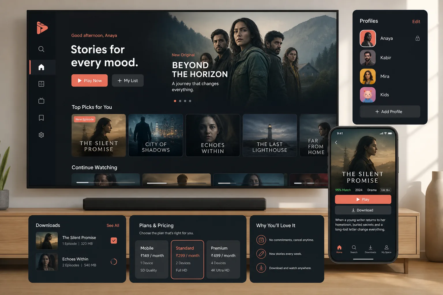 Netflix inspired video streaming app preview