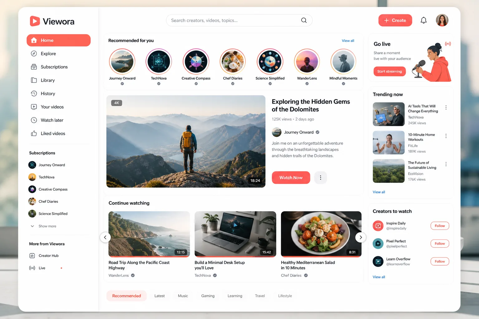YouTube inspired video streaming app preview