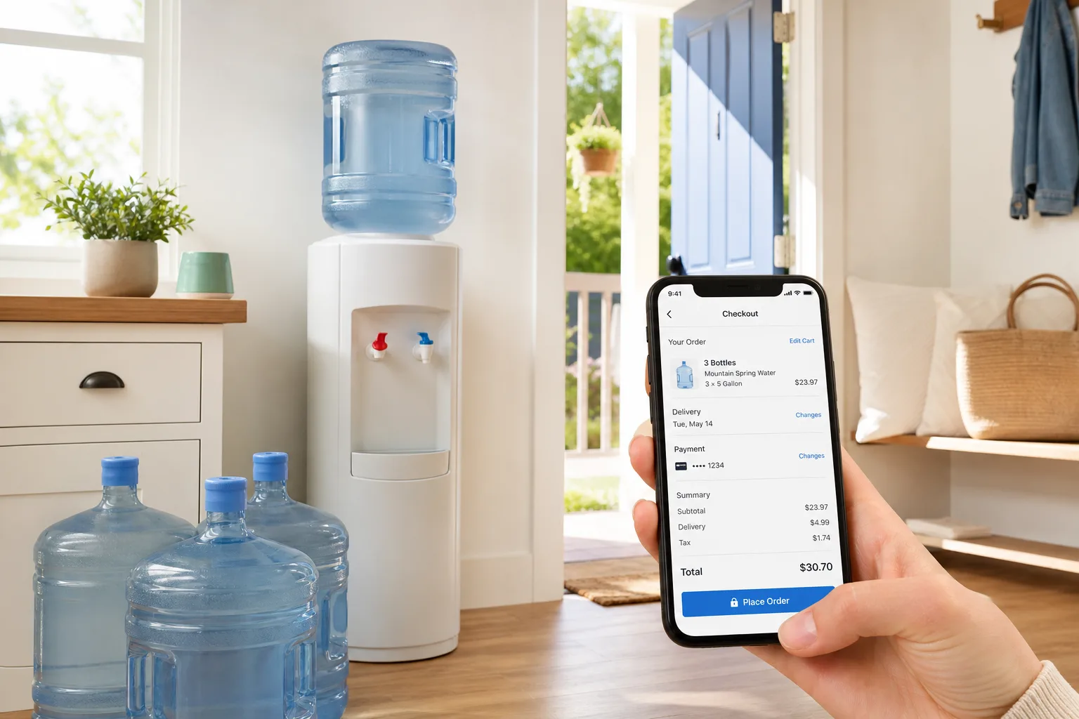 Primo Water inspired water delivery app preview