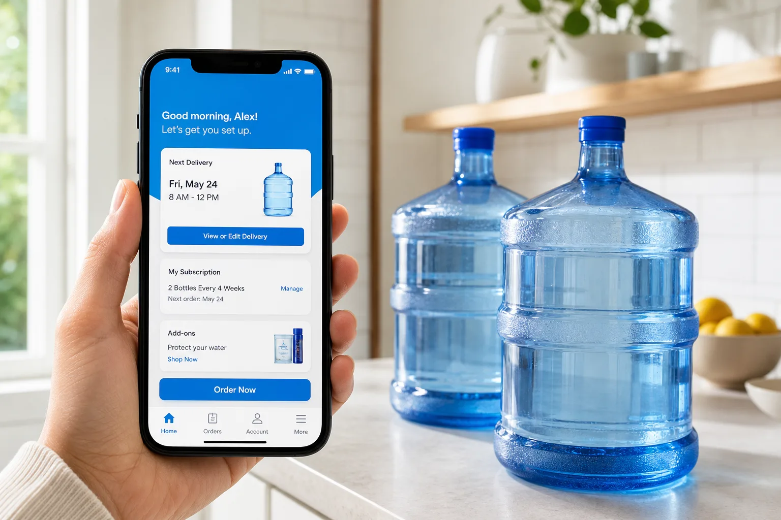 ReadyRefresh inspired water delivery app preview