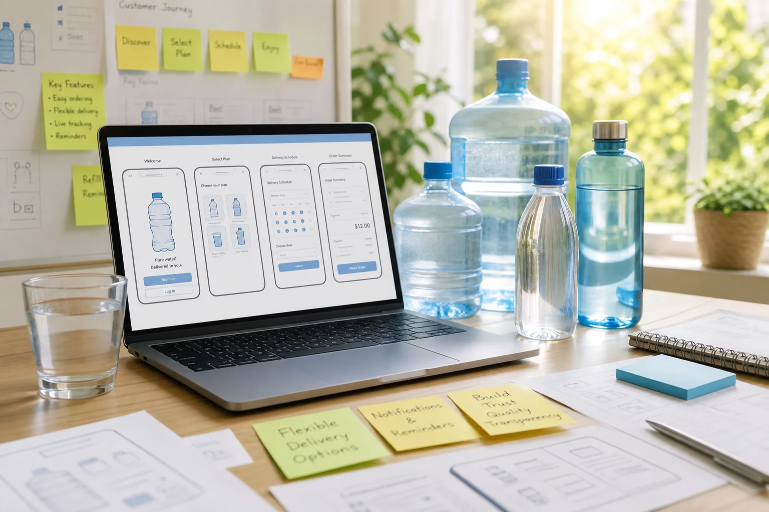 Water delivery product concept for UK delivery businesses