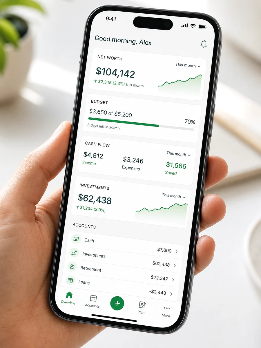Personal Capital inspired wealth management platform preview