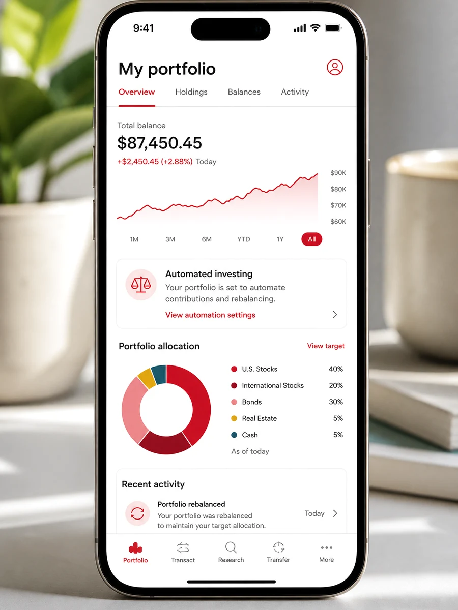 Vanguard inspired wealth management platform preview