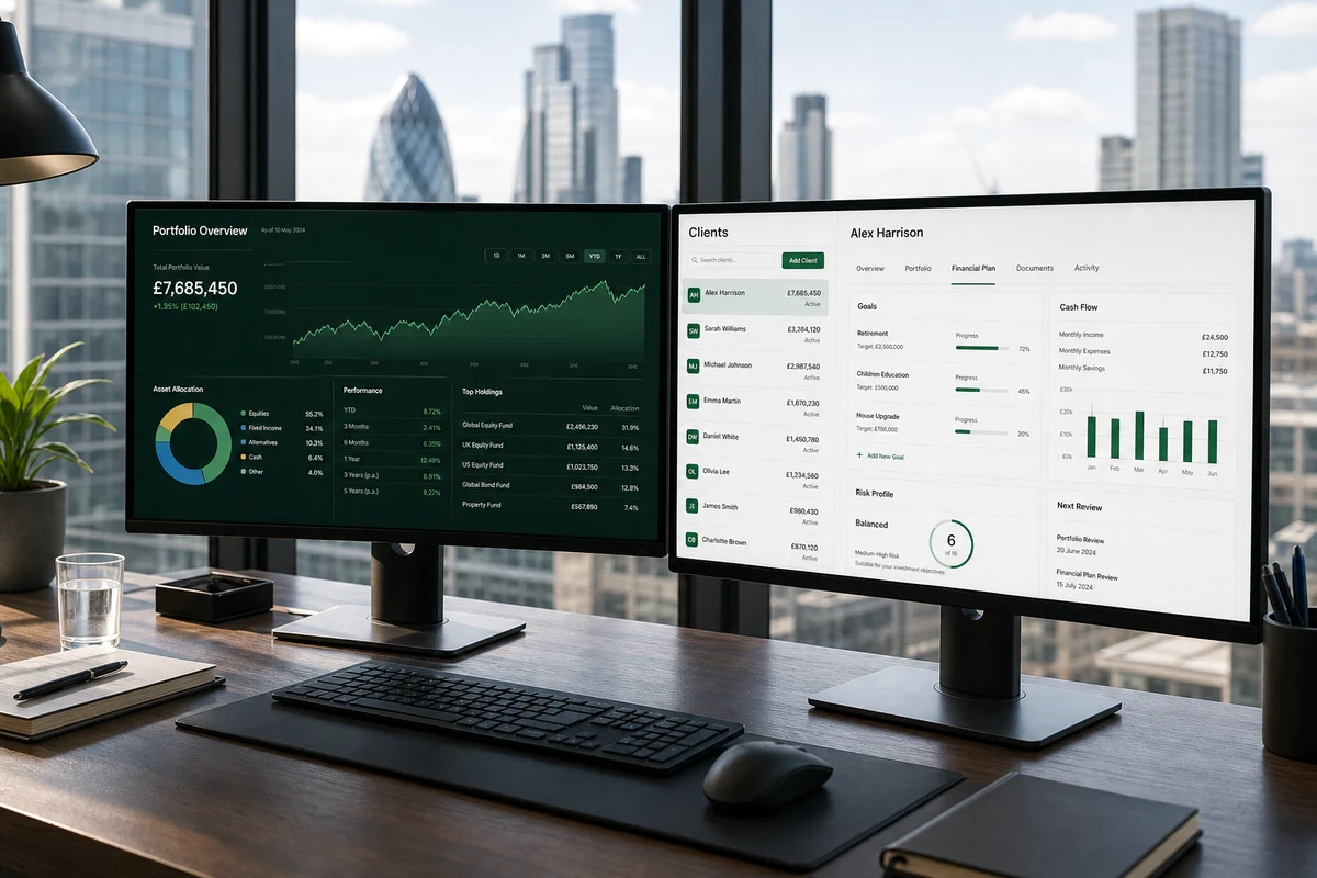 Custom wealth management software development with client portfolios and advisory workflows