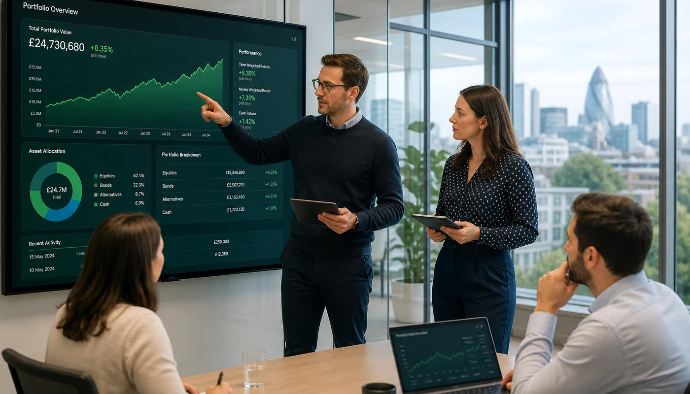 London fintech software team designing a wealth management and investment platform
