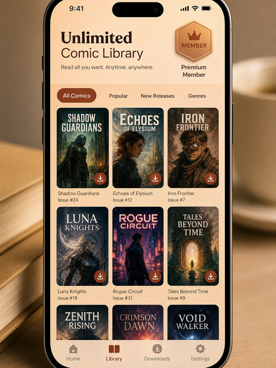 Manta inspired web comic app preview
