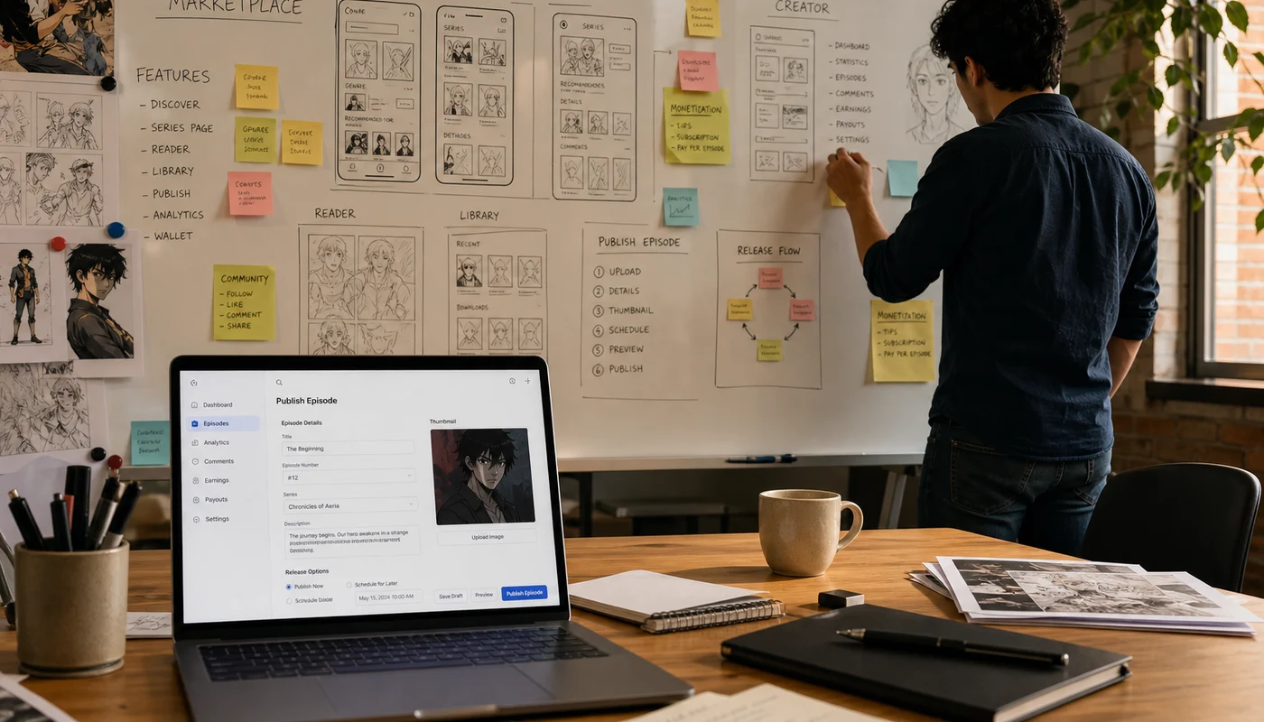 Web comic product concept workshop for UK publishers and creators
