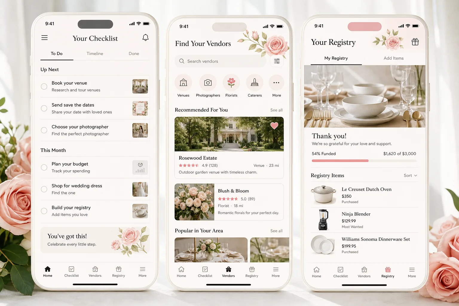 The Knot inspired wedding app preview