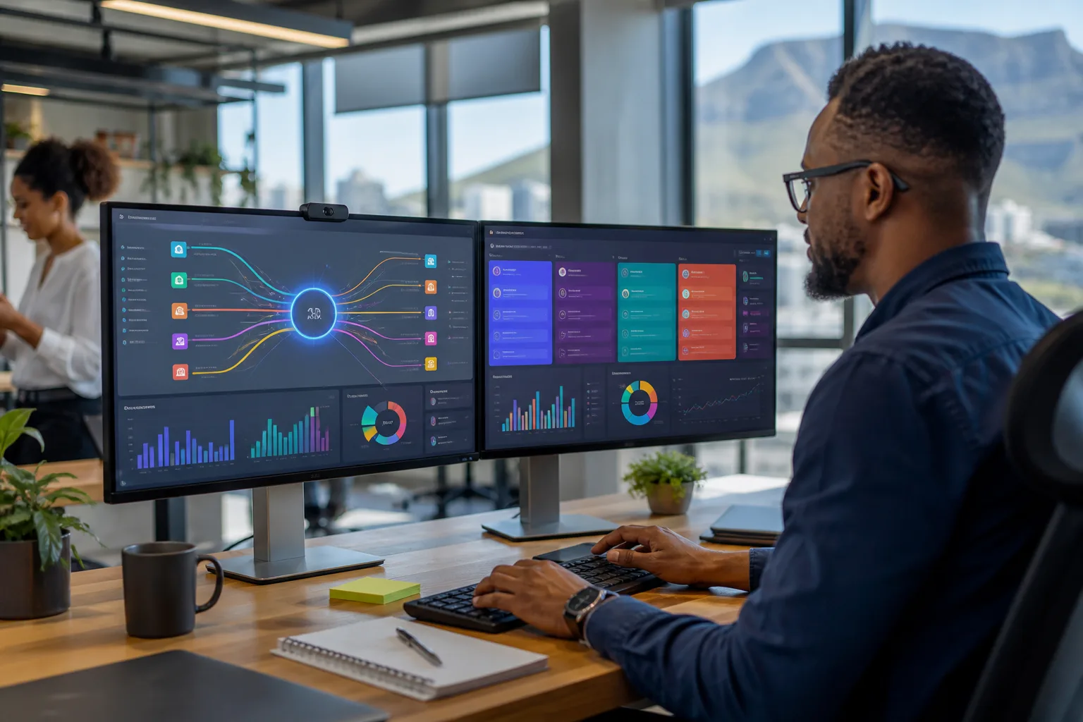 Engineers integrating AI with ERP and CRM systems in a Pretoria development lab
