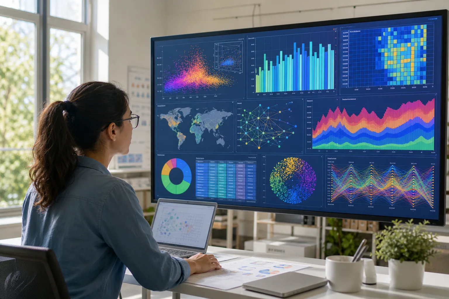 Machine learning engineers preparing datasets and training models during AI development stages