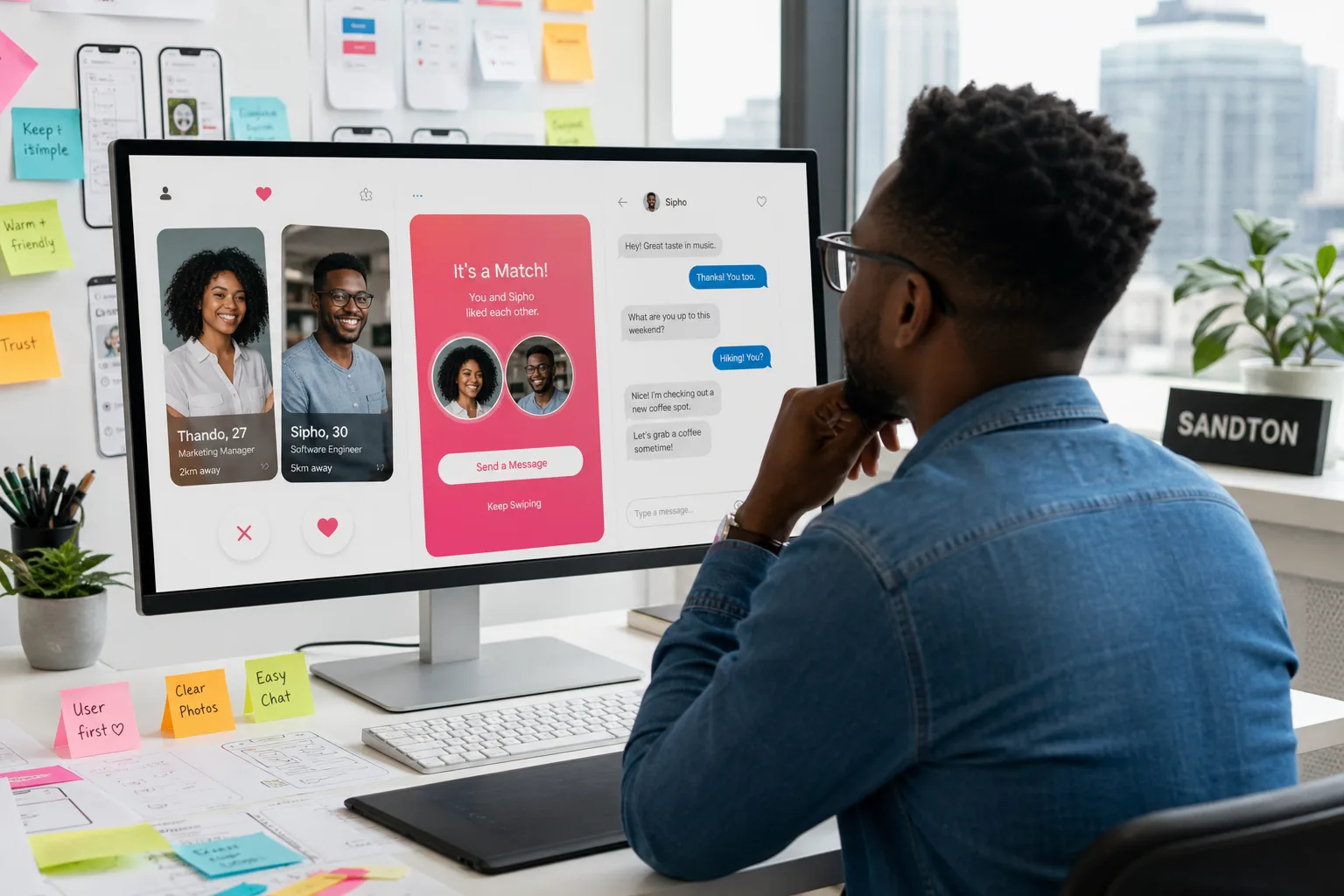 Dating app matching and chat interface design reviewed for feature and cost scope