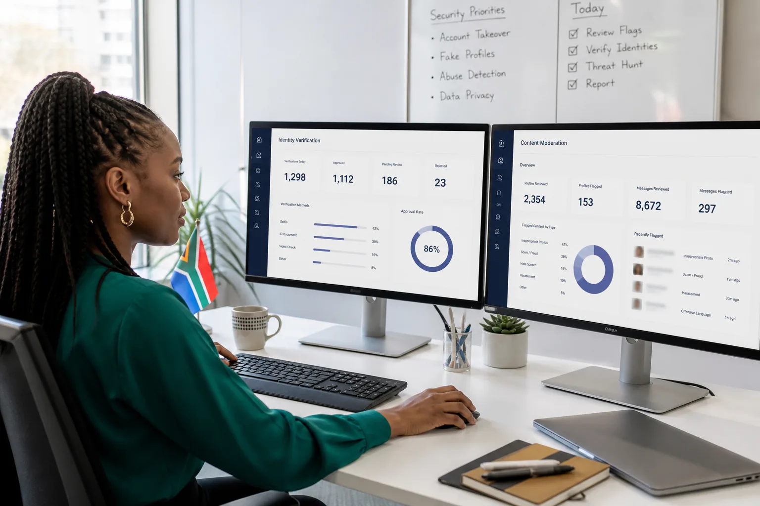 Dating app identity verification and safety moderation dashboards for POPIA compliance