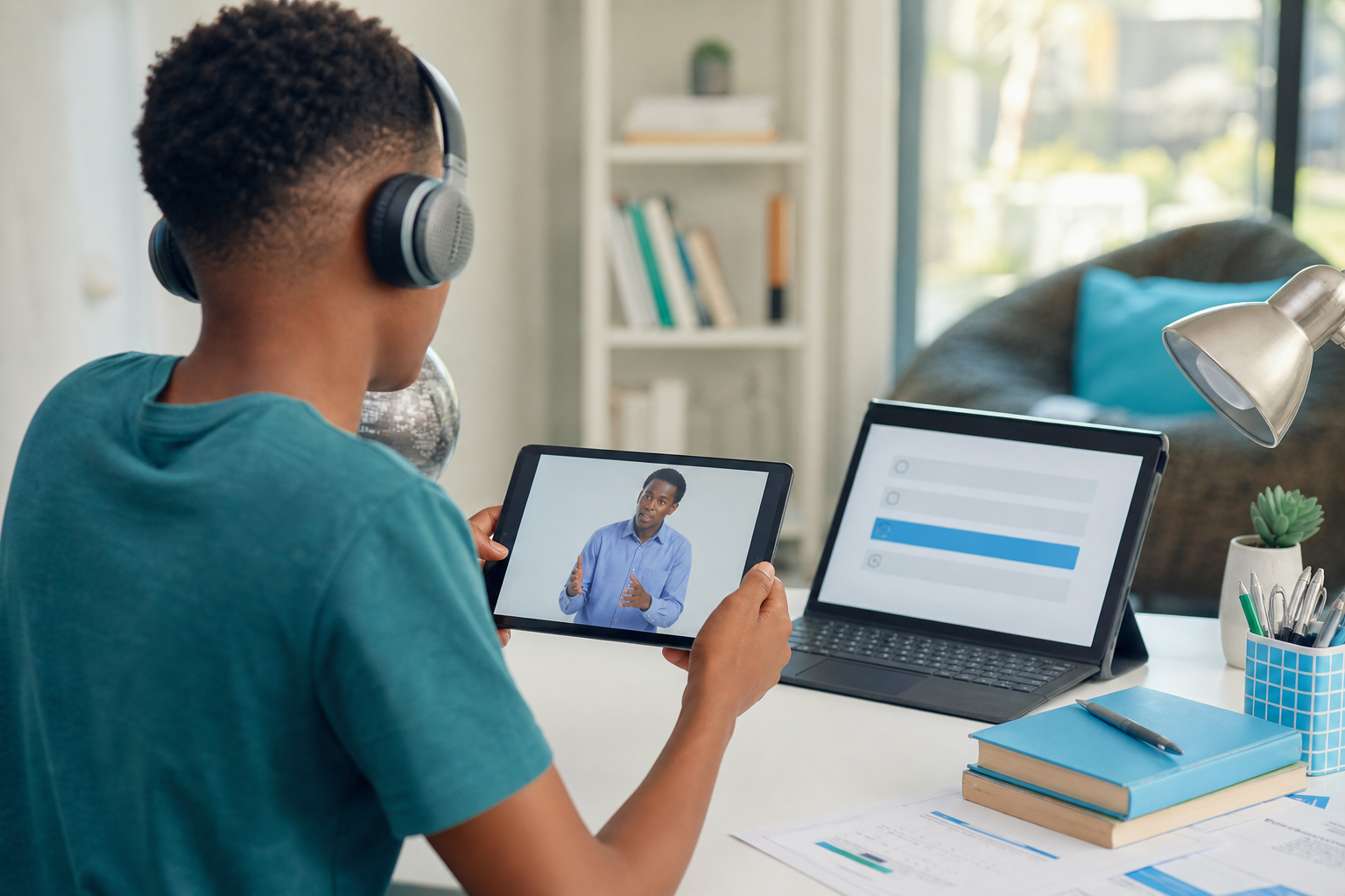 Bright elearning app with video lessons quizzes and progress tracking for South African students