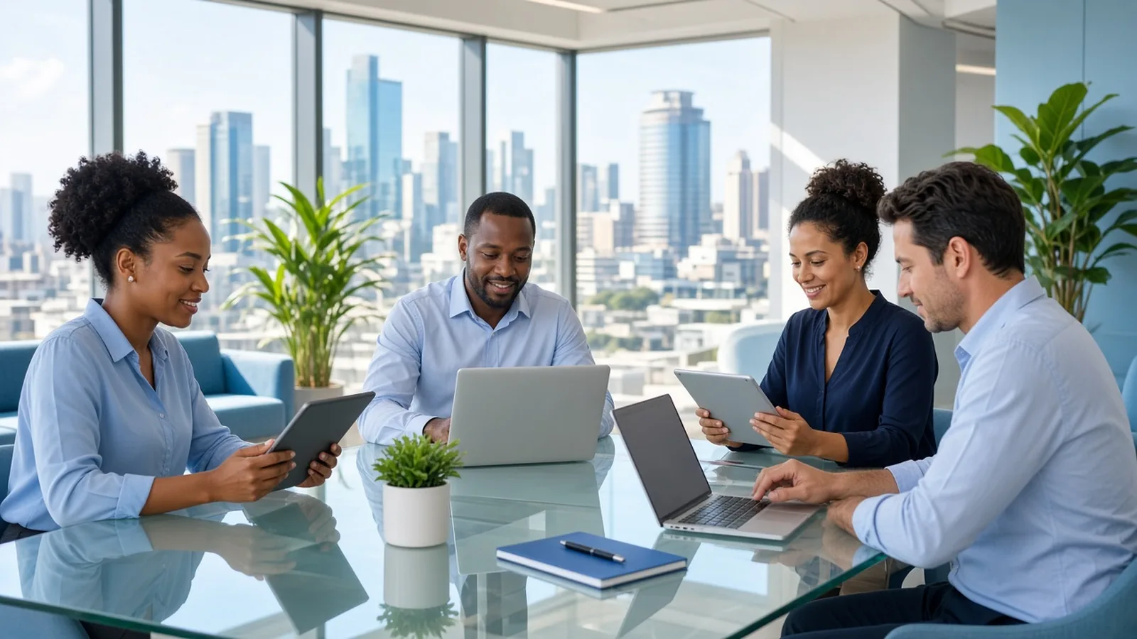 South African insurance team using a digital platform for policies claims payments and customer service