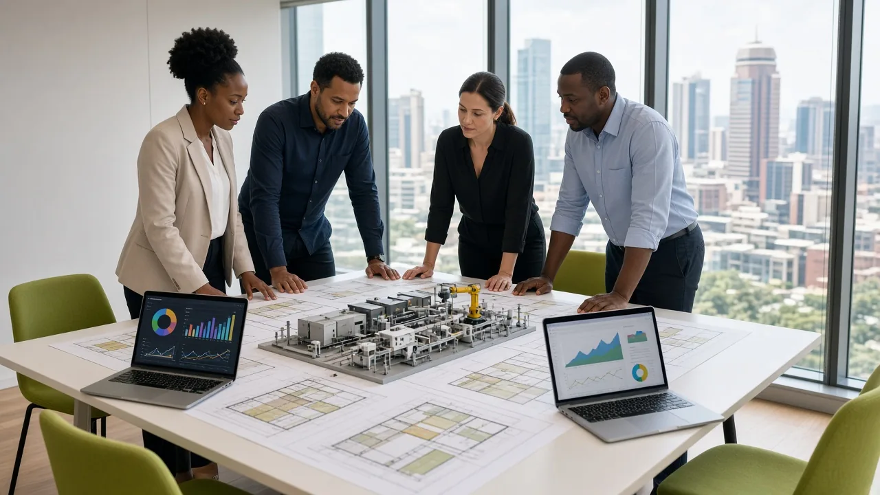 Manufacturing software development experts planning custom production ERP inventory and factory management software