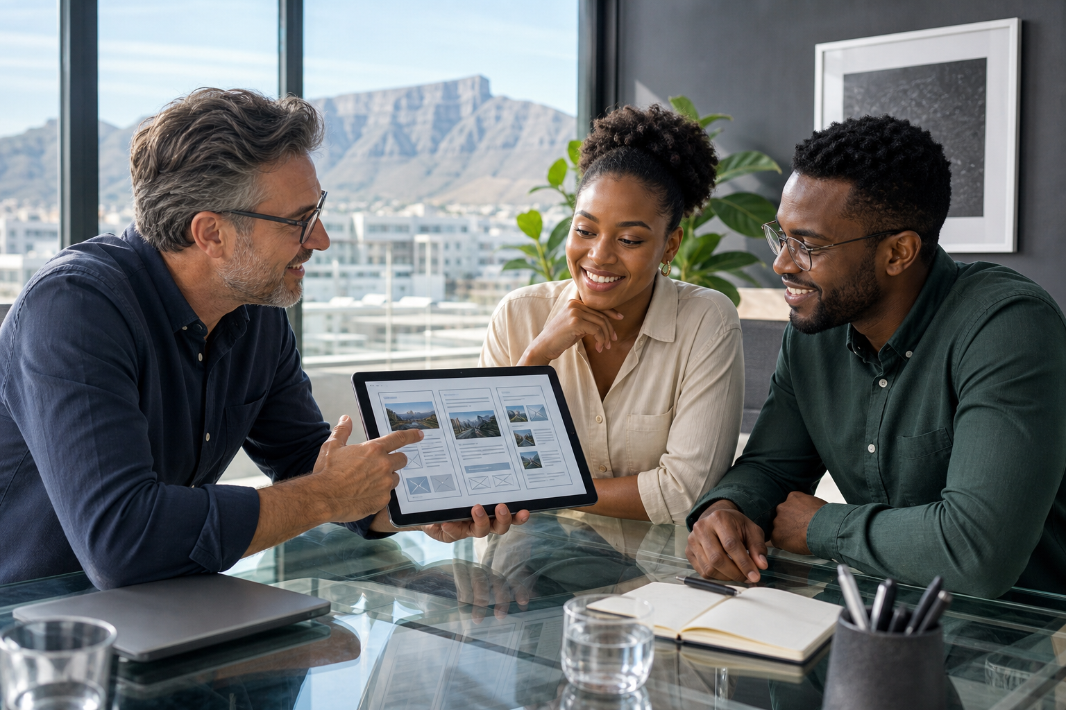 News app development company in South Africa consulting with a digital publishing business