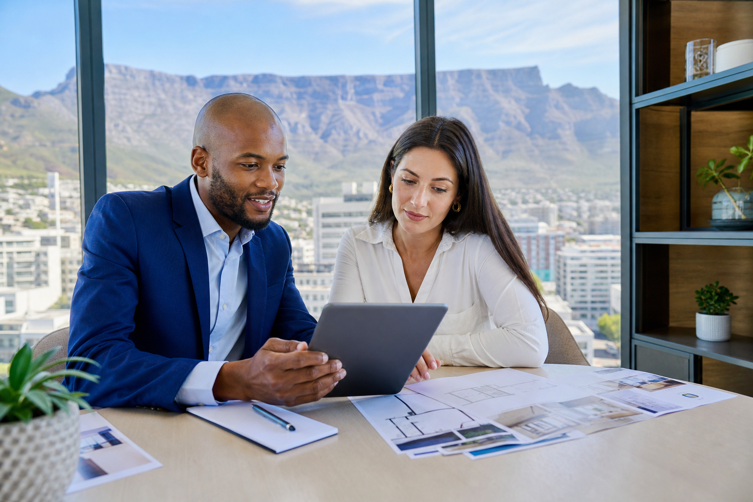 Real estate app development company in South Africa consulting with a property business on a digital platform