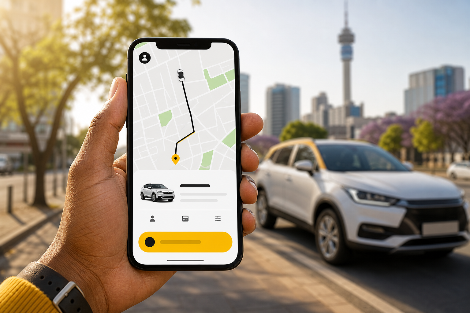Uber inspired taxi booking app preview