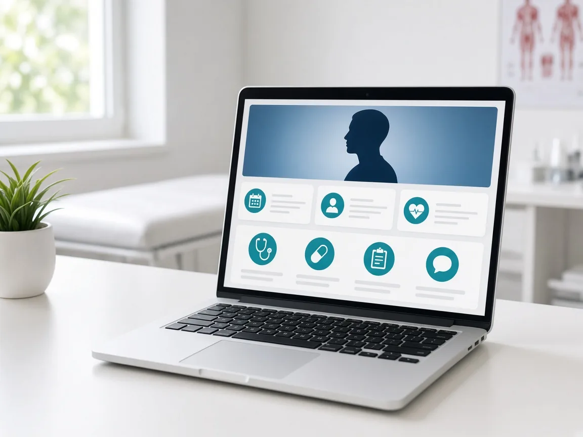 Telemedicine application showing virtual consultations, appointments, patient profiles, prescriptions, medical records, and secure authentication.