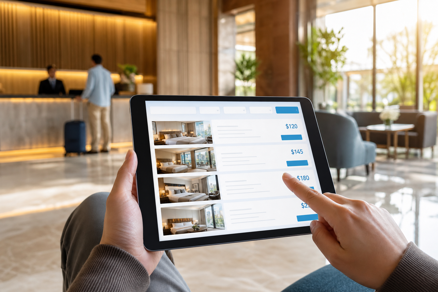 Booking.com inspired travel app preview