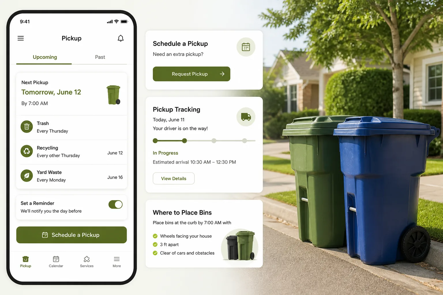 Collection inspired waste-management app preview